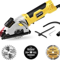 Mini Circular Saw, 580W 4000RPM Compact Electric Circular Saws with 3 Blades(85mm), Laser Guide, Scale Ruler, Pure Copper Motor Mini Saw for Wood, Soft Metal, Tile, Plastic Corded