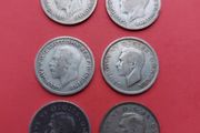 6 x .500 Silver Sixpence 1928 x 2, 36, 38, 39, 45