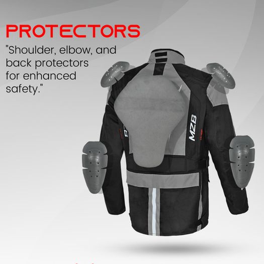 MZB Thunder Ladies All Season Motorcycle Touring Waterproof Textile Jacket - Black/Grey