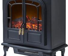 WL46019 Wingham Log Effect Stove Fire With Realistic LED Flame Effect, Adjustable Thermostat, 2000W, Black