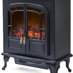 WL46019 Wingham Log Effect Stove Fire With Realistic LED Flame Effect, Adjustable Thermostat, 2000W, Black