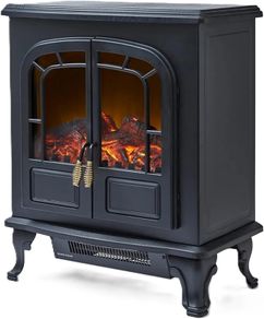 WL46019 Wingham Log Effect Stove Fire With Realistic LED Flame Effect, Adjustable Thermostat, 2000W, Black