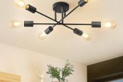 Modern 6 Head Sputnik Light,Adjustable Ceiling Lights Living Room with E27 Base, Black Ceiling Light for Bedroom,Kitchen Lights Ceiling,Chandeliers Ceiling Light Fittings (NO Bulb)