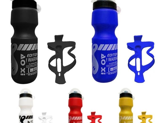 750ML Mountain Bike Bicycle Cycling Water Drink Bottle + Holder + 2 screws Cage Outdoor Sports Plastic Portable Bottle Drinkware