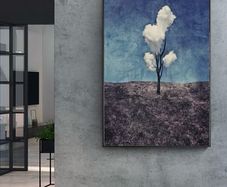 Large Contemporary Wall Art  90 times 140 cm Black Framed