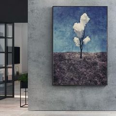 Large Contemporary Wall Art  90 times 140 cm Black Framed