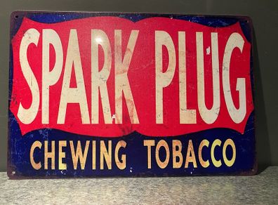 Spark plug chewing tobacco Tin Metal sign