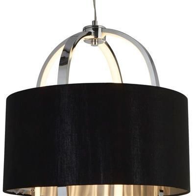 Led Ceiling Pendant -chrome & Opal, Black Shade