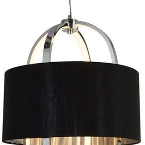 Led Ceiling Pendant -chrome & Opal, Black Shade
