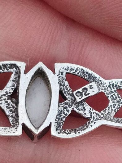Vintage Sterling silver and White opal brooch