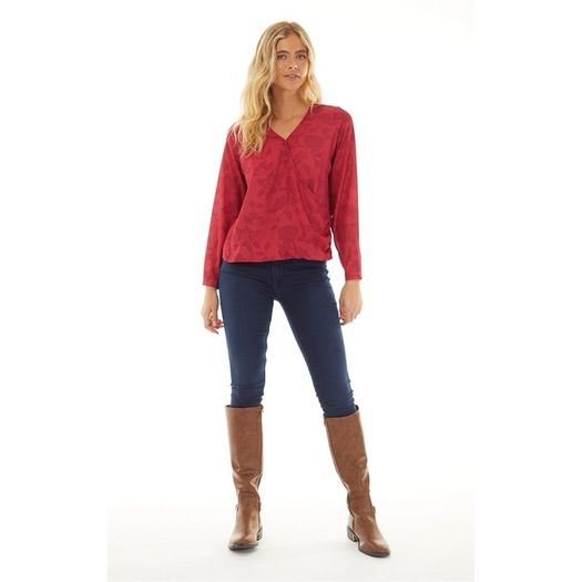 CREW CLOTHING Womens Devore Tonal Print Blouse Carmine/Chilli Pepper Size 10!