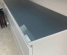 Black glass cabinet panel