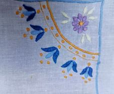 antique Irish linen traycloth, table centre