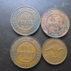 Four Australian Coins (1911-1949)