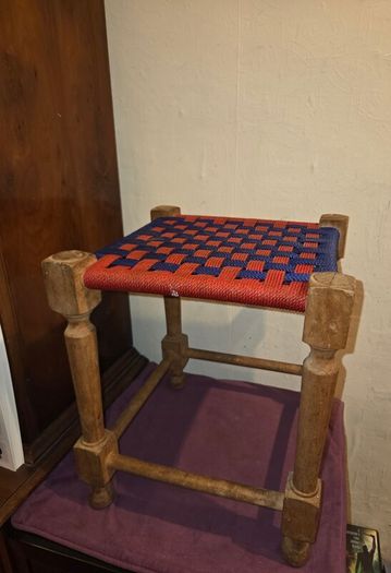 Mid Century Wooden Footstool