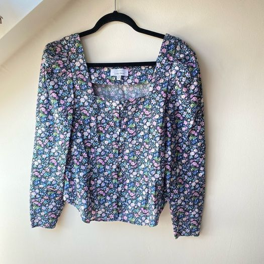 Other Stories Romantic French Style Floral Blouse Puff Sleeve