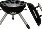 George Foreman 14inch  Compact Portable Round Charcoal BBQ, Adjustable Air Vent, Lightweight & Integrated Handle with Chrome Grill