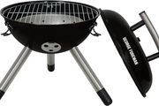George Foreman 14inch  Compact Portable Round Charcoal BBQ, Adjustable Air Vent, Lightweight &amp; Integrated Handle with Chrome Grill
