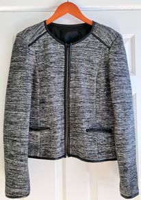 Size 14 Vintage Black Leather Trimmed Jacket by Inwear
