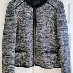 Size 14 Vintage Black Leather Trimmed Jacket by Inwear