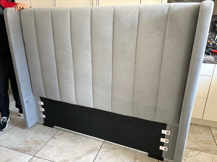 Maya Winged Ottoman Storage Light Grey Upholstered - King Bed 5ft Frame Only