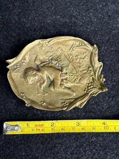 Small Vintage Brass Cherub Wall Hanging/ Plaque