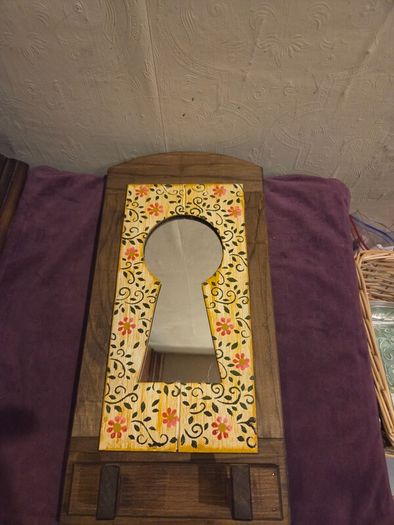 Vintage Hand made Wall Key Holder with Mirror