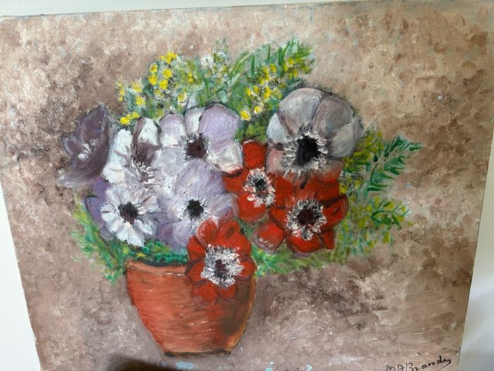 Fine Floral Still Life Floral Painting On Canvas, Signed.