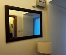 mirror faux walnut wood