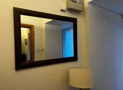 mirror faux walnut wood