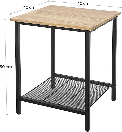 End Table, Side Table and Nightstand, Industrial Style, Heavy-Duty Steel Frame, Living Room Bedroom, Simple Assembly, Honey Brown and Black (FREE POSTAGE)