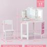 LED Kids Dressing Table and Stool Set Tri-Folding Mirror Image 2