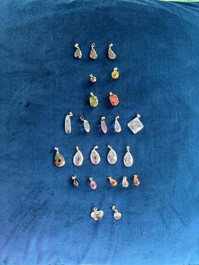 24 Vintage Faceted Crystal Pendants, Assorted Colours & Shapes, Jewellery Making Components