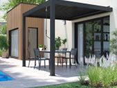 Pergolux Wall-Mounted Pergola Grey 3x3x2.5m