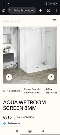 Niko Aqua chrome wet room screen