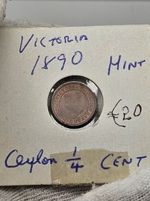 Ceylon 1890 1/4 Cent Mint