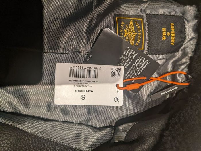 Superdry Black Aviator Flight Leather Jacket
