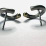 Earrings 14k gold titanium C hoop matte finish Image 7