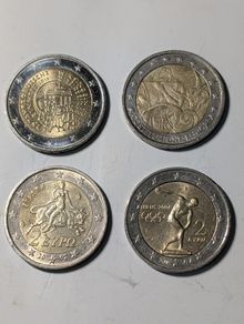 4 x Collectable 2 Euro coins.