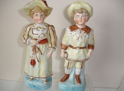 Pair of German  Victorian Bisque Figurines  circ 1800s