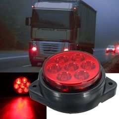RED 7 LED Round Rear Side Marker Indicator Light Clearance Car Van Truck Trailer Motorbike Motorcycle DC 12V