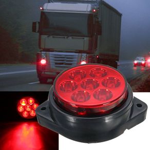 RED 7 LED Round Rear Side Marker Indicator Light Clearance Car Van Truck Trailer Motorbike Motorcycle DC 12V