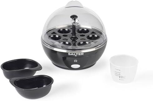 Electric Multi Egg Cooker - 6 Egg Capacity Boiler, Great For Soft Dippy, Hard & Poached Eggs, Includes Measuring Cup, Removable Egg Rack and 2 Poaching Trays, Easy Clean, Compact, 430W