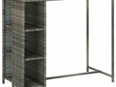 Bar Table with Storage Rack Grey Poly Rattan - Free Delivery Nationwide