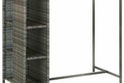Bar Table with Storage Rack Grey Poly Rattan - Free Delivery Nationwide