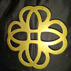 Beautiful Old Solid Brass Trivet featuring a Four Leaf Clover Design, Postage Available