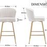 Beige Velvet Bar Stools Set Counter Stools for Dining Room Kitchen Stools with Metal Legs Image 2