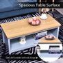 Coffee Table, 2-tier Centre Table with Storage Shelf and Wood Grain Tabletop, Rustic Living Room Table, Grey Image 6