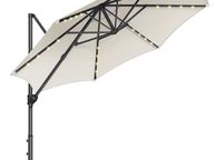 main image for ad Parasol, Cantilever Parasol, 300 cm, 28 Solar LED Lights, UPF 50 Garden Umbrella, 360 Rotatable, Tilt Angle Infinitely Adjustable, with Crank, Cross Base,