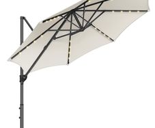 Parasol, Cantilever Parasol, 300 cm, 28 Solar LED Lights, UPF 50 Garden Umbrella, 360 Rotatable, Tilt Angle Infinitely Adjustable, with Crank, Cross Base,